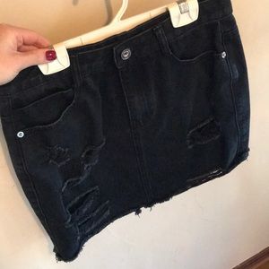 Miss Guided brand black denim destroyed mini skirt